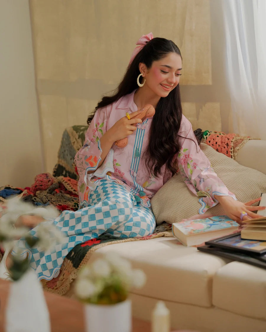 The Switch Edit by Dhaga RTW Printed Cambric 2 Piece Suit Latte Love Casual Collection