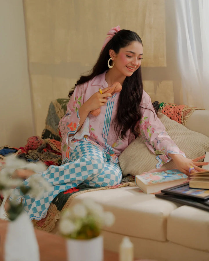 The Switch Edit by Dhaga RTW Printed Cambric 2 Piece Suit Latte Love Casual Collection