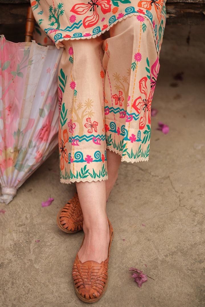 Print Muse by Sahar Women RTW Printed Cambric 2 Piece Suit Peach Garden - Casual Collection