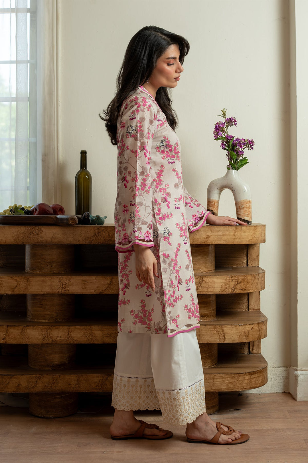 Rhea by Sahar Unstitched Lawn 1 Piece Suit Blush Meadow - Casual Collection