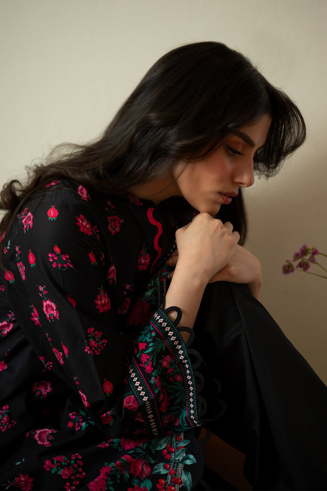 Rhea by Sahar Unstitched Lawn 1 Piece Suit Berry Noir - Casual Collection