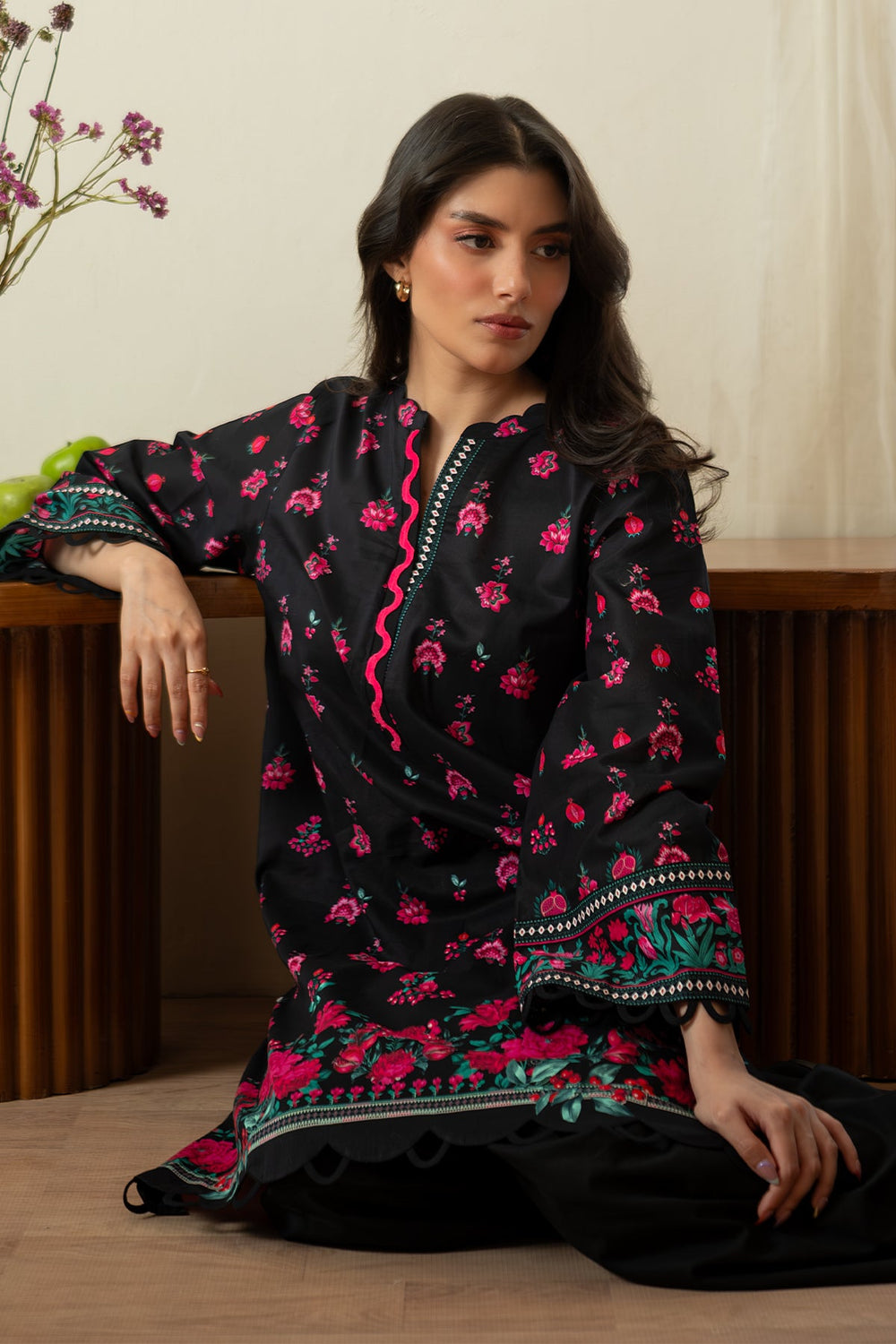 Rhea by Sahar Unstitched Lawn 1 Piece Suit Berry Noir - Casual Collection