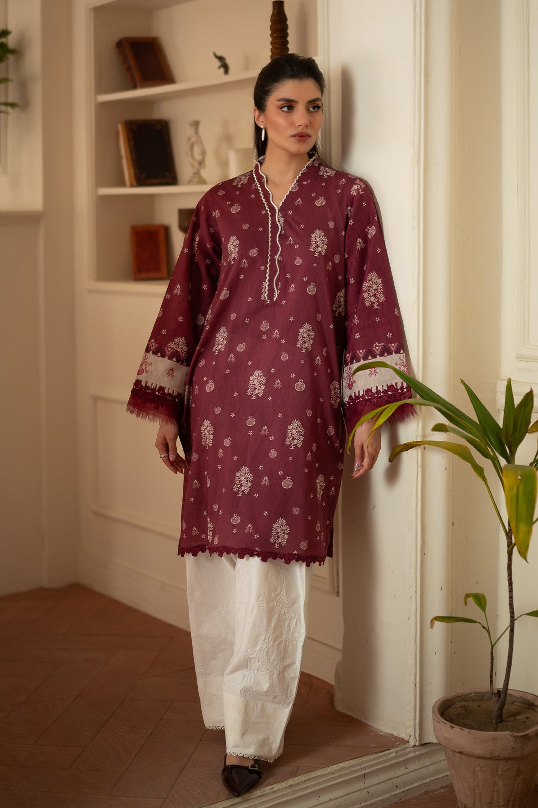 Rhea by Sahar Unstitched Lawn 1 Piece Suit Rust Ember - Casual Collection