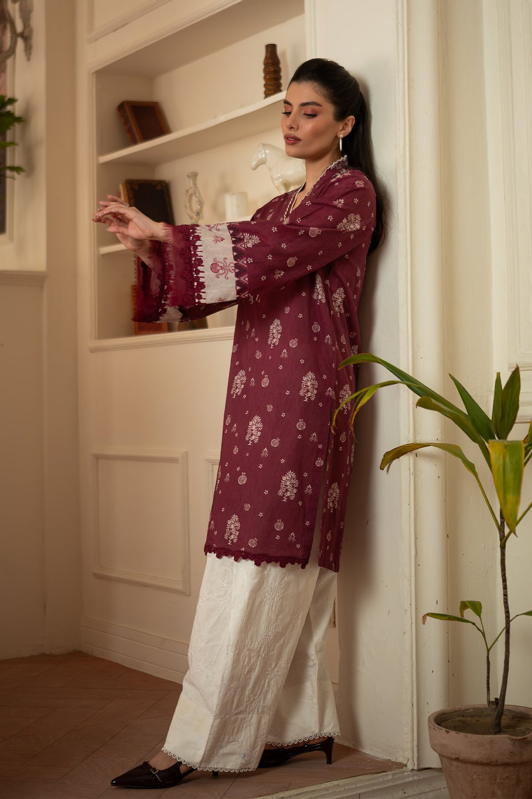 Rhea by Sahar Unstitched Lawn 1 Piece Suit Rust Ember - Casual Collection