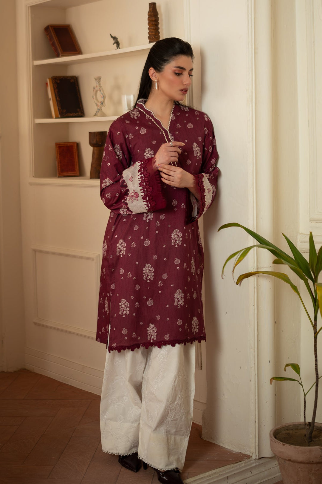 Rhea by Sahar Unstitched Lawn 1 Piece Suit Rust Ember - Casual Collection