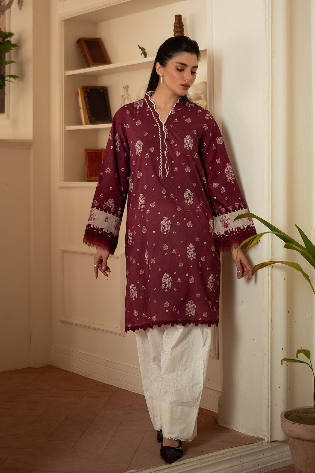 Rhea by Sahar Unstitched Lawn 1 Piece Suit Rust Ember - Casual Collection