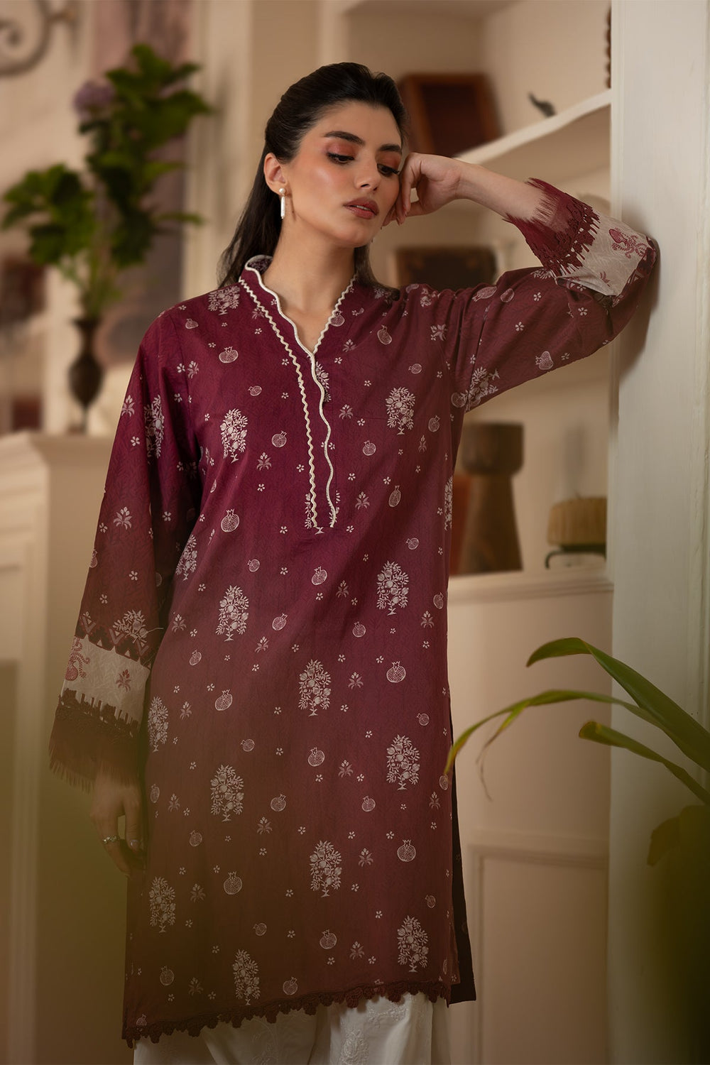 Rhea by Sahar Unstitched Lawn 1 Piece Suit Rust Ember - Casual Collection
