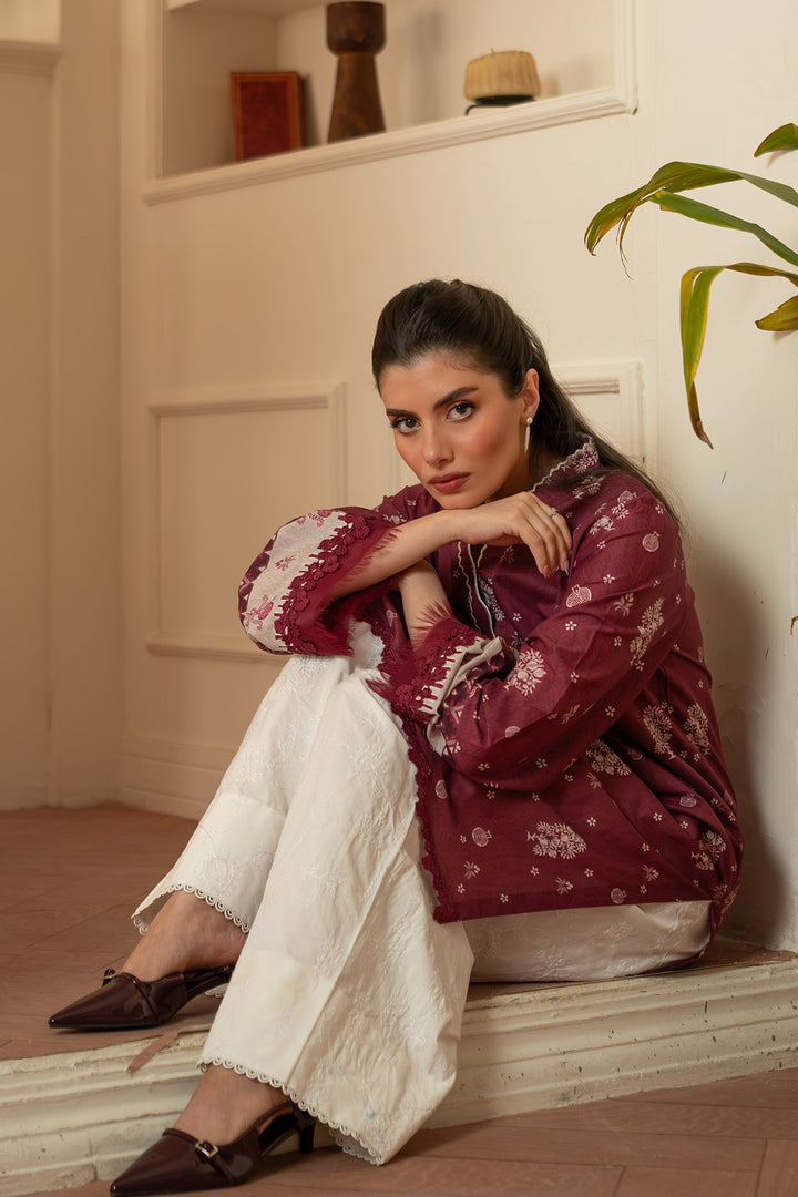Rhea by Sahar Unstitched Lawn 1 Piece Suit Rust Ember - Casual Collection