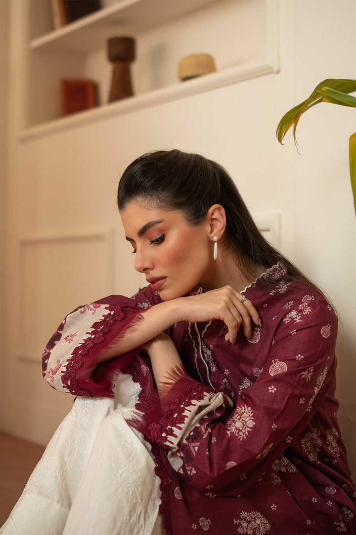 Rhea by Sahar Unstitched Lawn 1 Piece Suit Rust Ember - Casual Collection