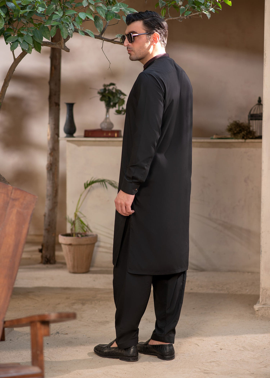 Raahi by Buraq Mens RTW Solids Suiting 1 Piece Suit Premium Black Waistcoat Casual Collection