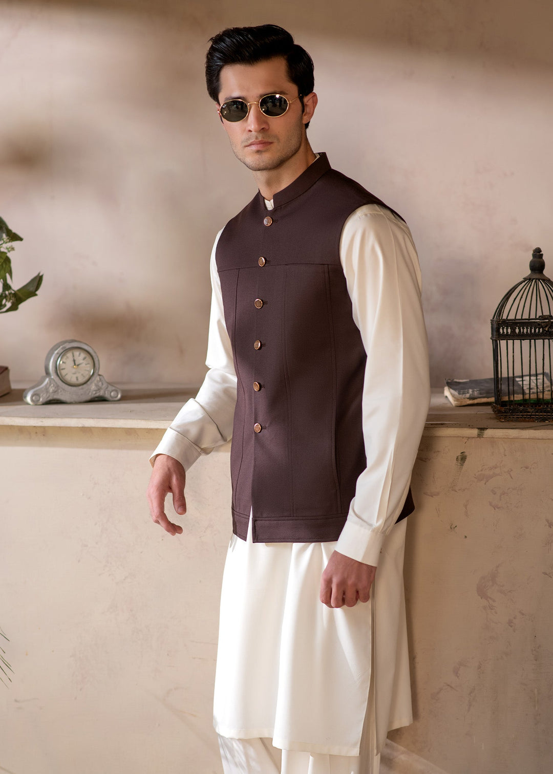 Raahi by Buraq Mens RTW Solids Suiting 1 Piece Suit Classic Waistcoat Casual Collection