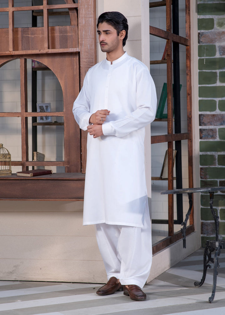 Shahkaar by Buraq Mens RTW Solids Wash N Wear 2 Piece Suit Off White Ban Casual Collection