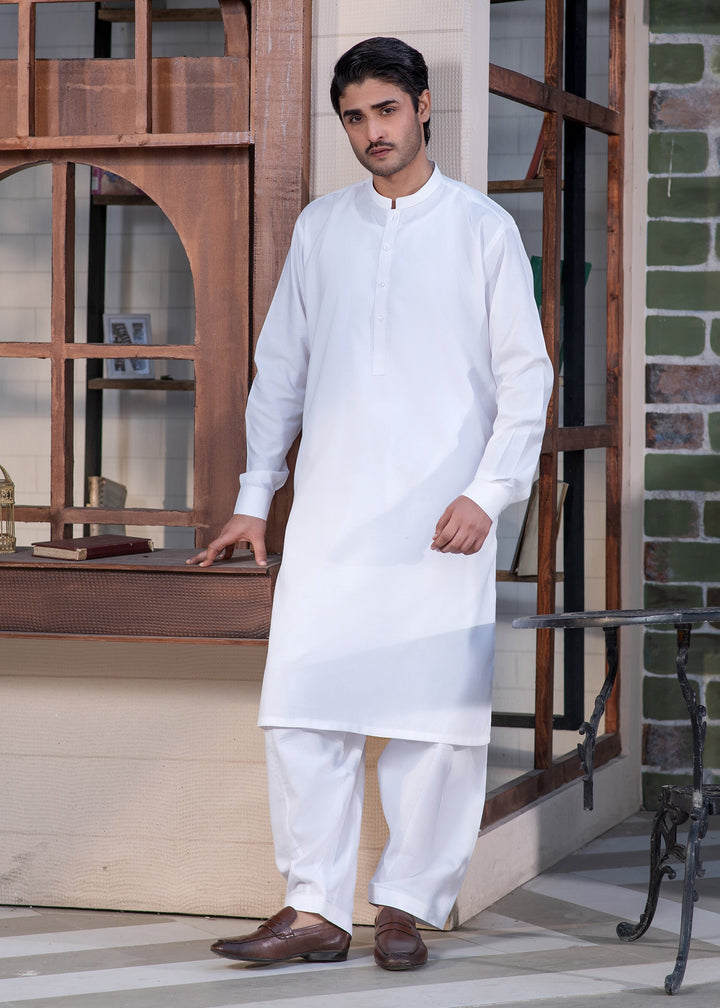 Shahkaar by Buraq Mens RTW Solids Wash N Wear 2 Piece Suit Off White Ban Casual Collection