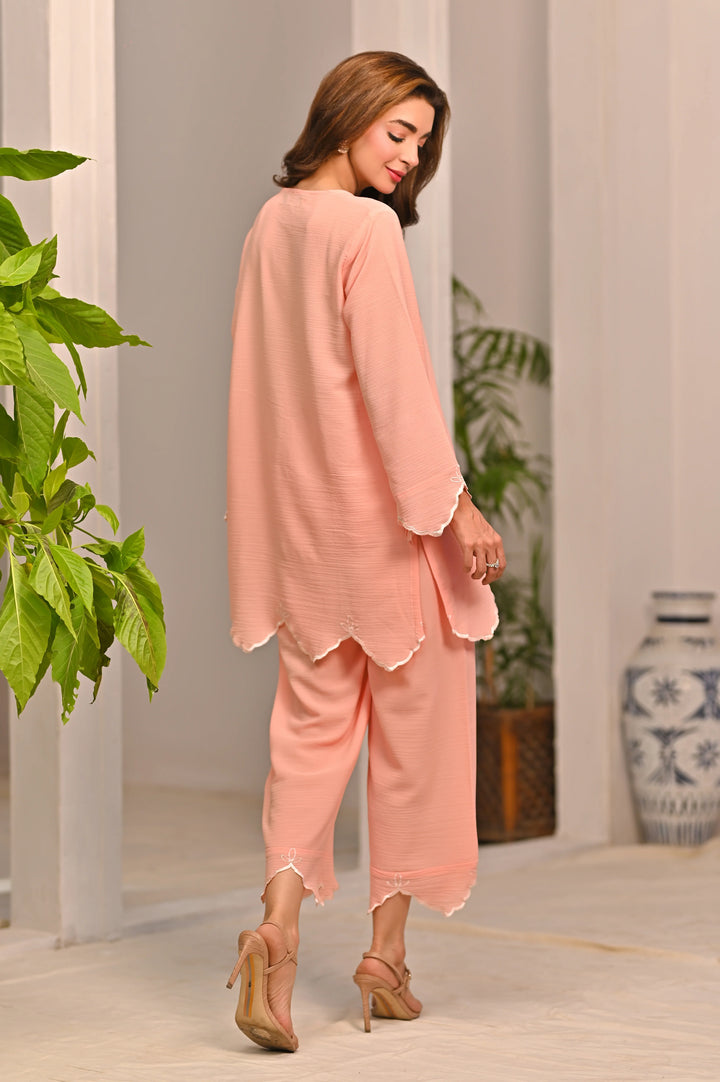 Dhaga Women Pret Embroidered 2 Piece Premium textured crepe Fabric Carnation SS25DSE127 - Summer Collection