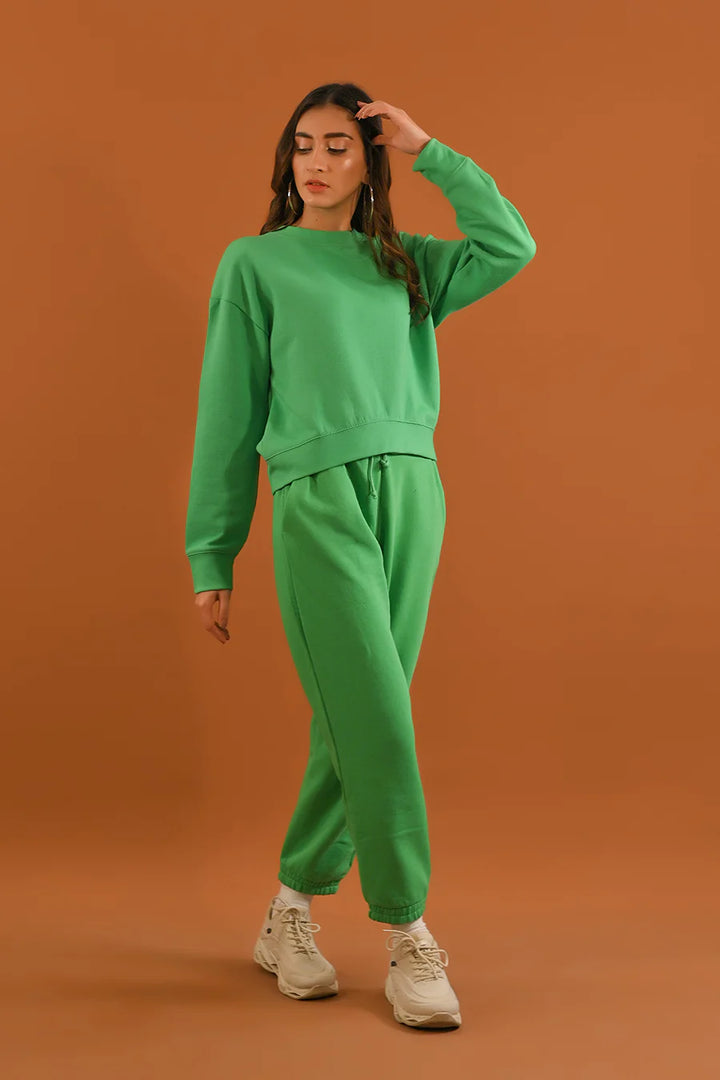 Dhaga Women Western Solids 1 Piece fleece Green Jogger Pant DJP1001 - Summer Collection