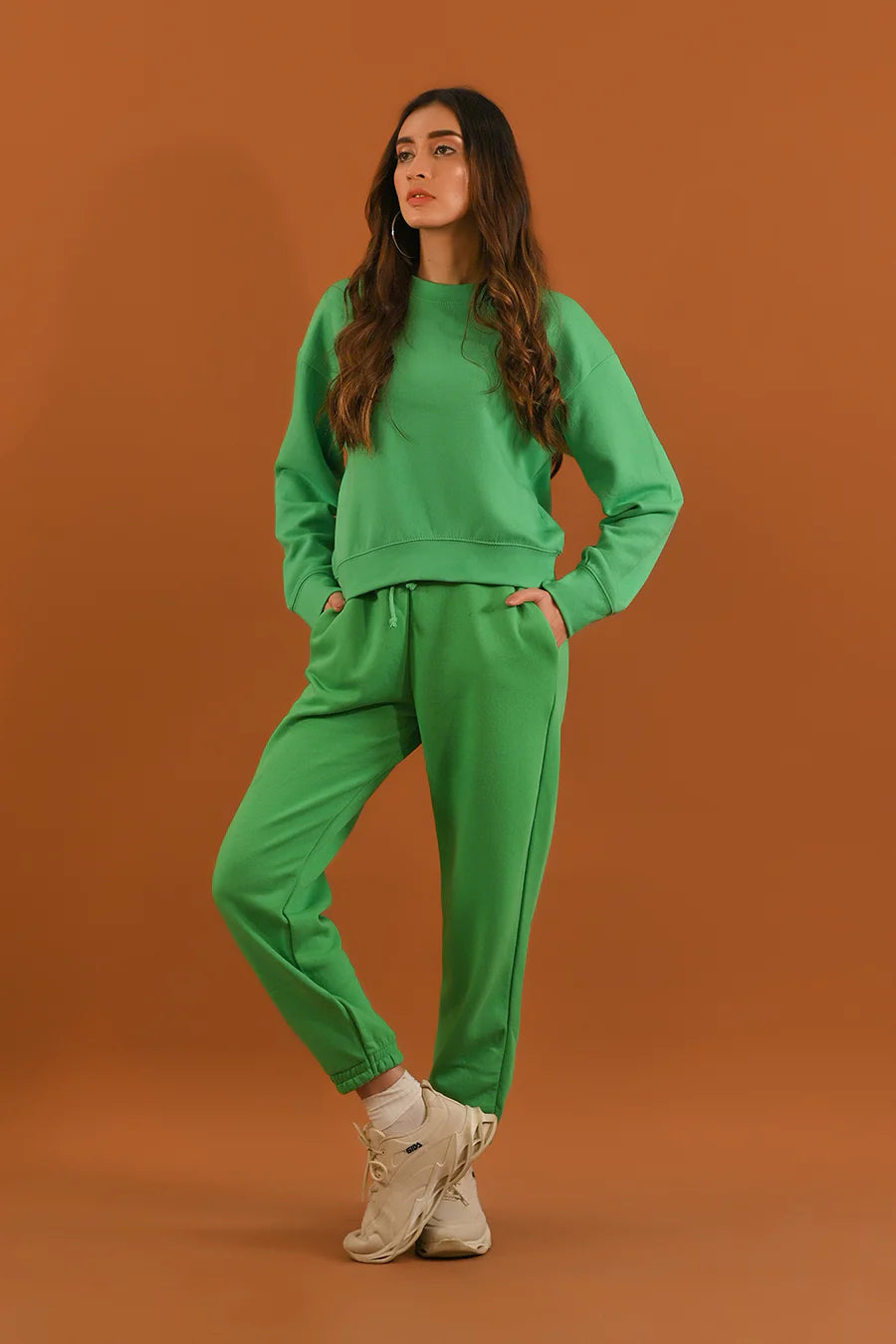 Dhaga Women Western Solids 1 Piece fleece Green Jogger Pant DJP1001 - Summer Collection