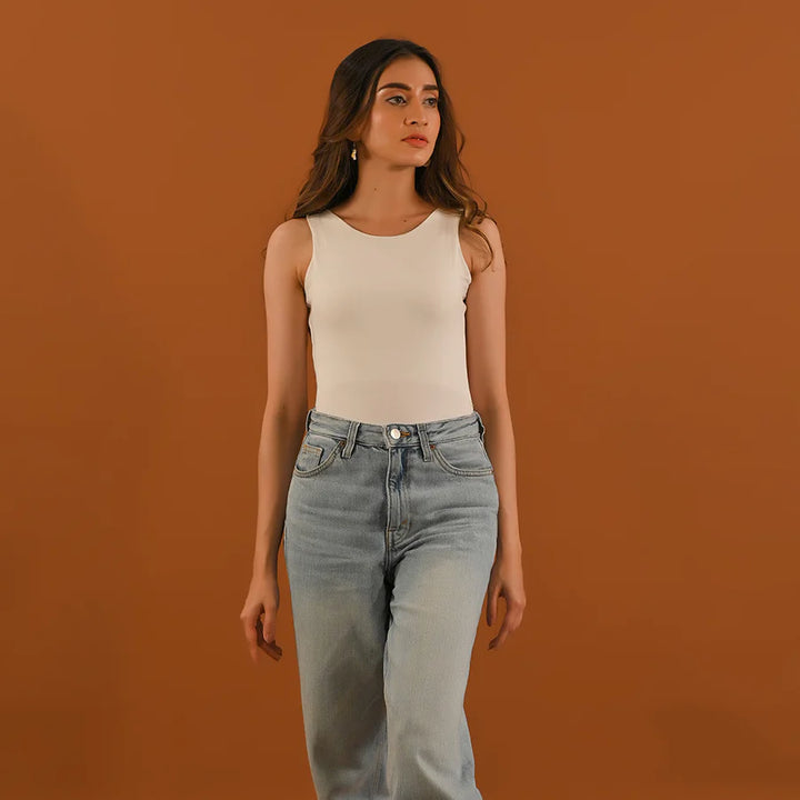 Dhaga Women Western Solids T- Shirt jersy White Sleeveless DT10002 - Summer Collection