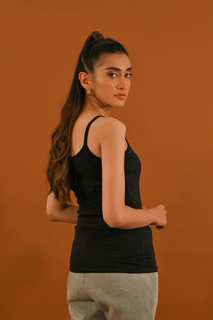 Dhaga Women Pret Solids 1 Piece cotton Pack of 3 Women Black Camisole DT10004 - Summer Collection