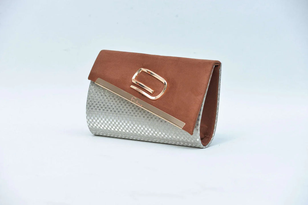 Firdous Clutch Bag Brown Velvet - FWB00404
