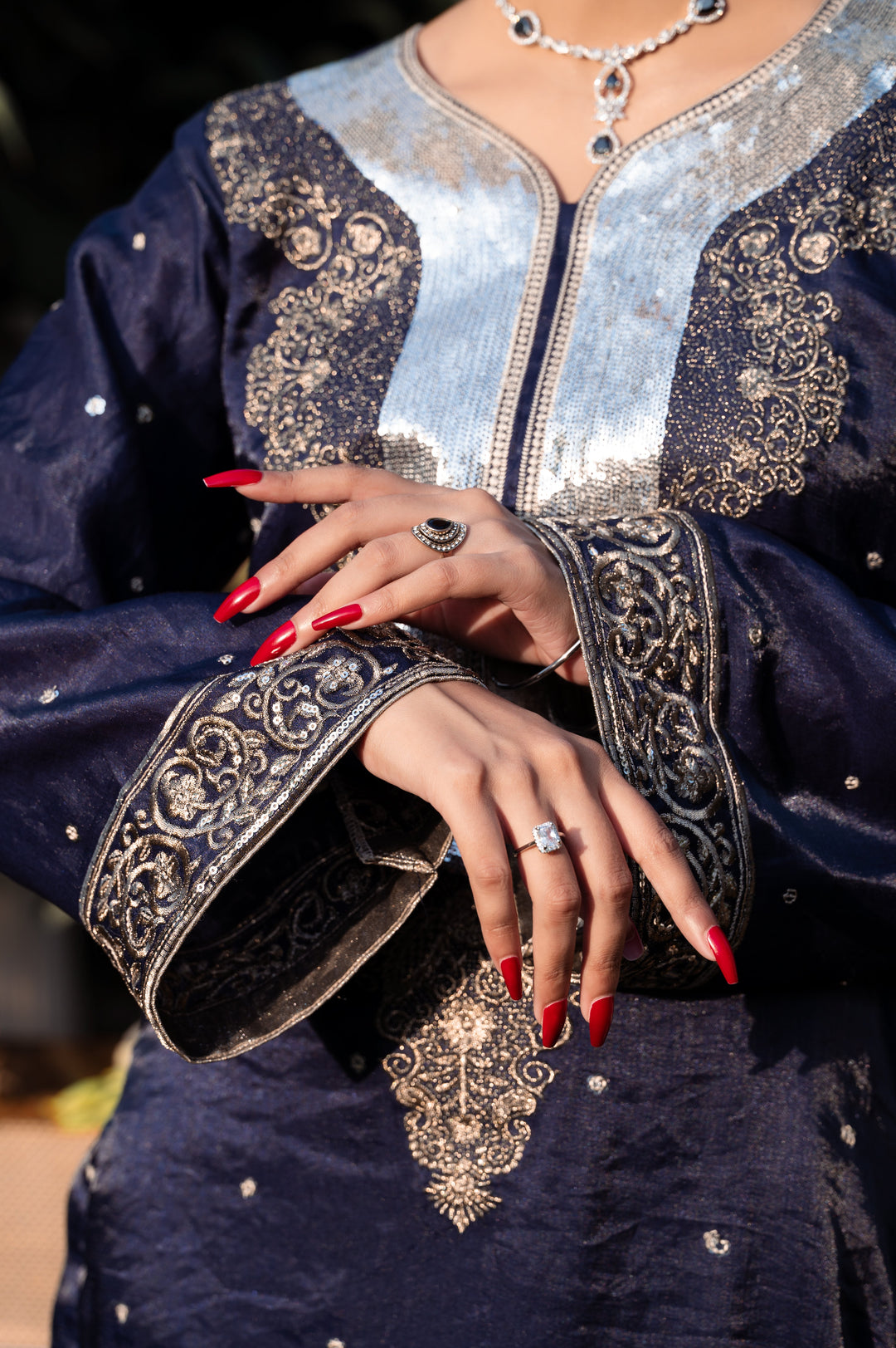 Sitaray by Reezas Women Pret Silk Embroidered 3 Piece Sunehri raat - Festive Collection