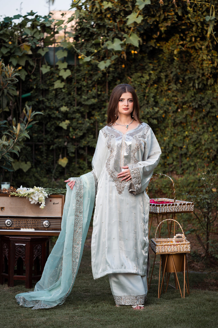 Sitaray by Reezas Women Pret Silk Embroidered 3 Piece chandni - Festive Collection