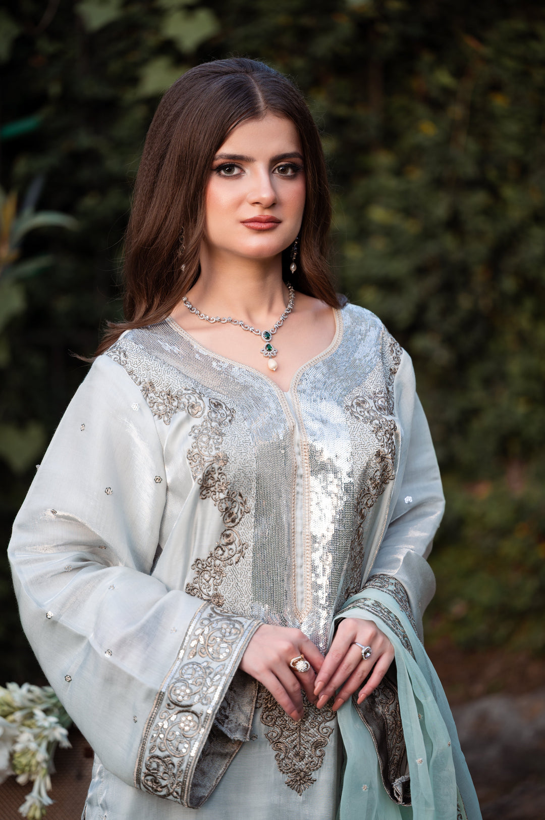 Sitaray by Reezas Women Pret Silk Embroidered 3 Piece chandni - Festive Collection