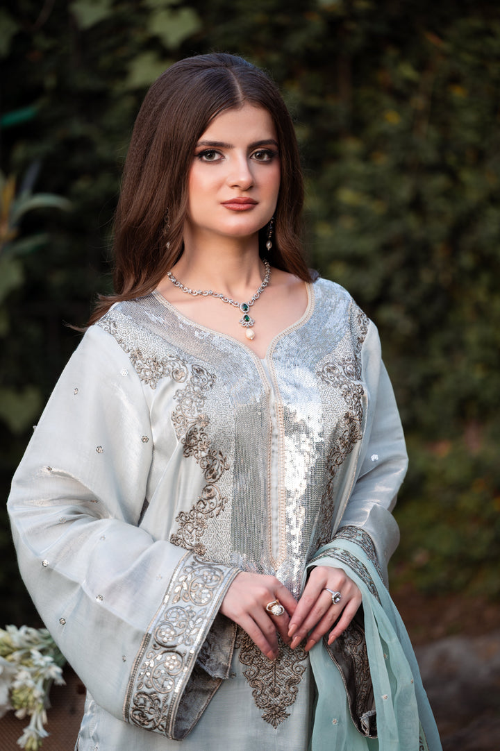 Sitaray by Reezas Women Pret Silk Embroidered 3 Piece chandni - Festive Collection