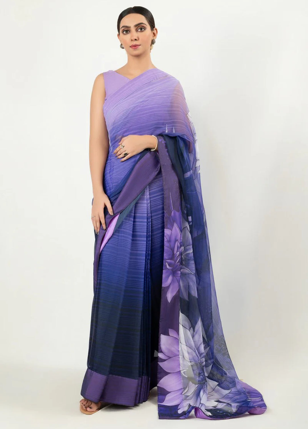 Imran Aftab RTW Printed Chiffon Saree IASC-UF-17 - Festive Collection