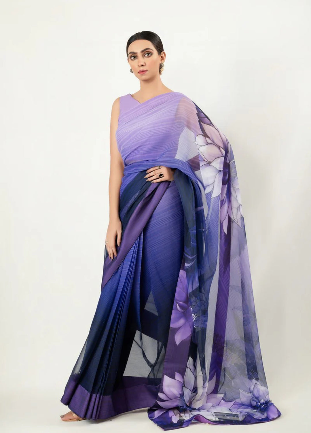 Imran Aftab RTW Printed Chiffon Saree IASC-UF-17 - Festive Collection