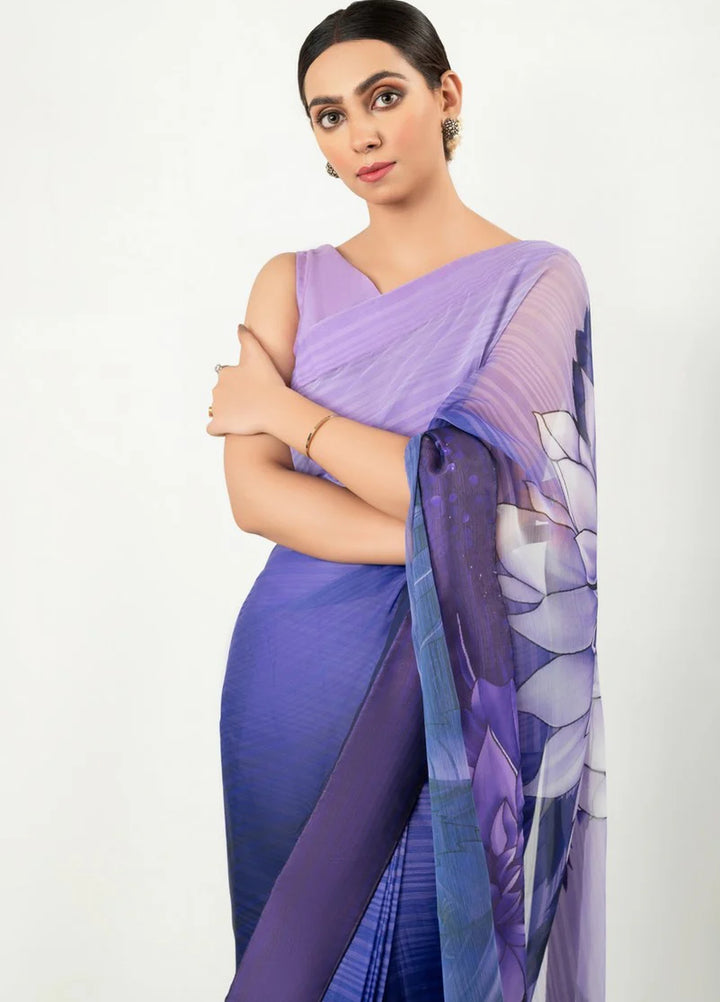 Imran Aftab RTW Printed Chiffon Saree IASC-UF-17 - Festive Collection