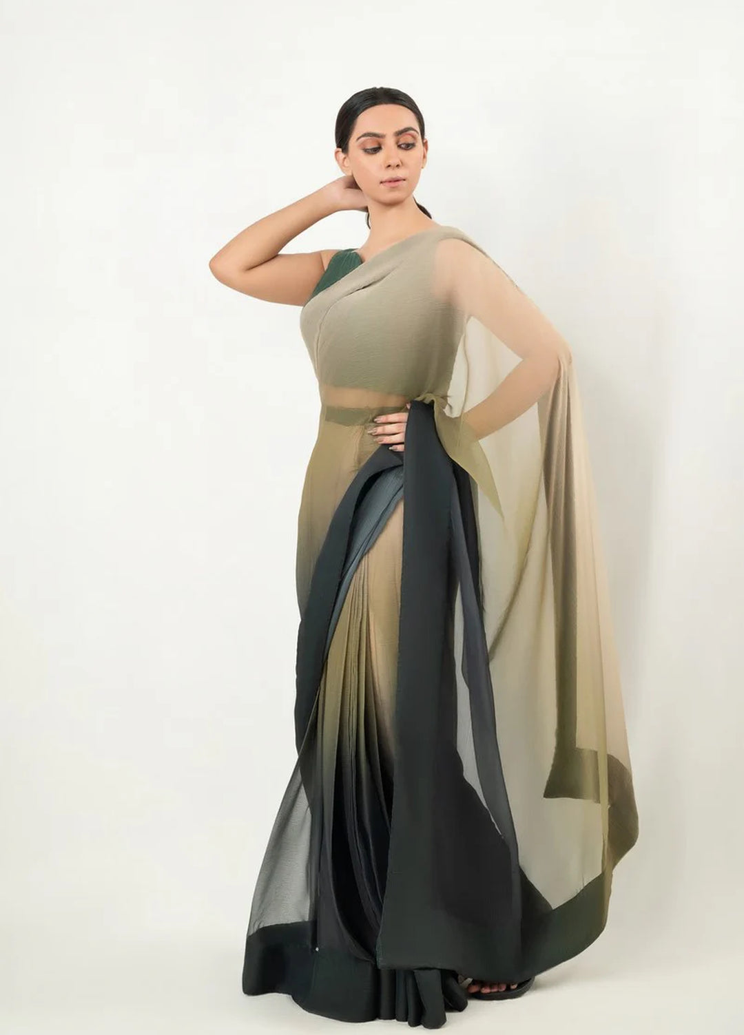 Imran Aftab RTW Printed Chiffon Saree Suit IASC 23 - Festive Collection