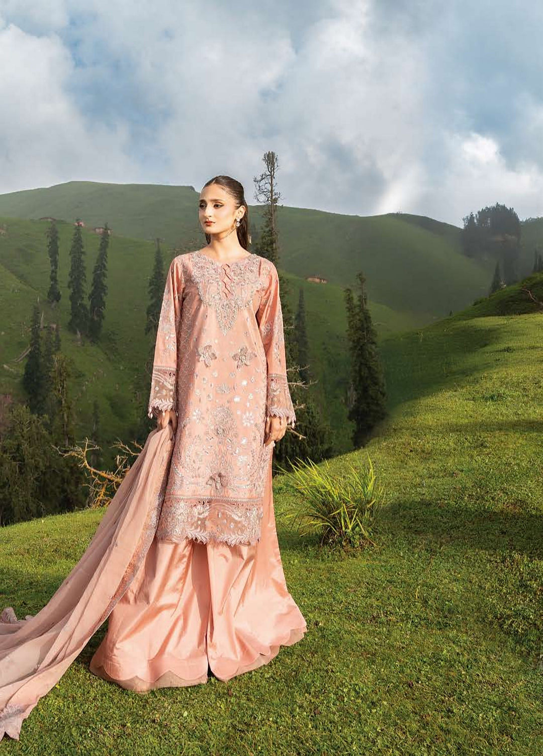 Dastaan by Zebtan Unstitched Embroidered Tassal Silk 3 Piece Suit ZB26UD DZ-04 - Festive Collection