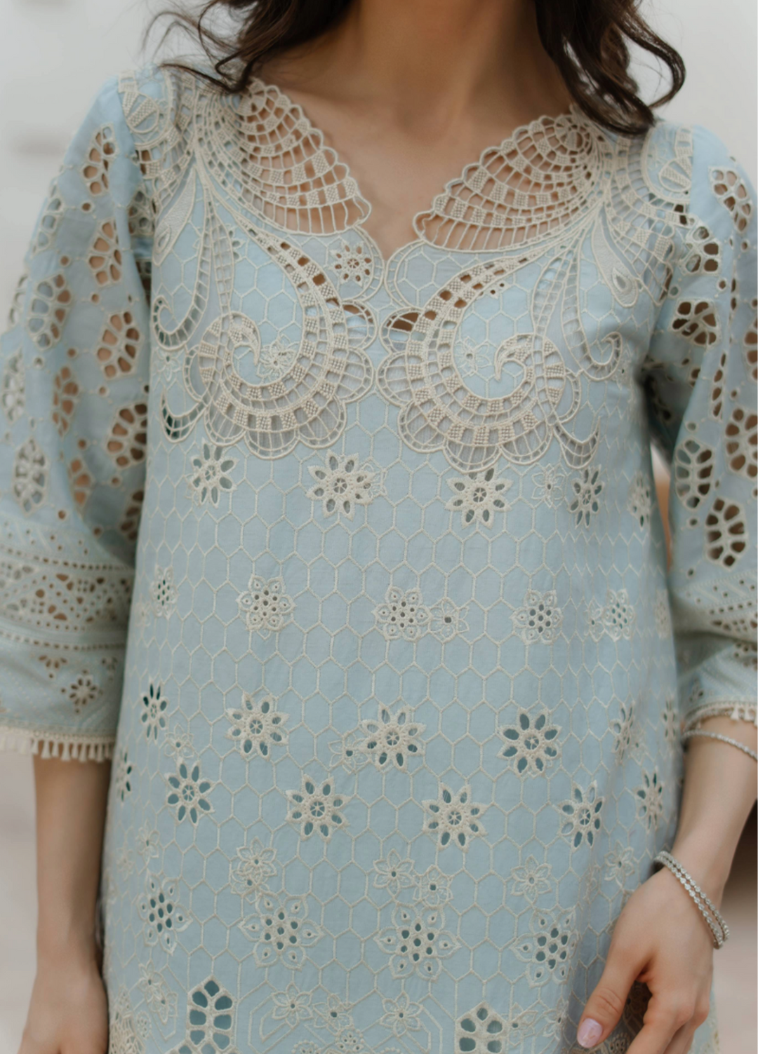 Manara by Maria RTW Embroidered Schiffli 3 Piece Suit MN26RF Daffodil M-02 - Festive Collection
