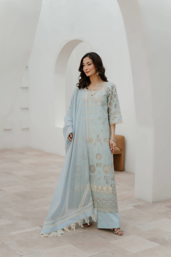 Manara by Maria Embroidered Chikankari 3 Piece Suit DAFFODIL - Festive Collection