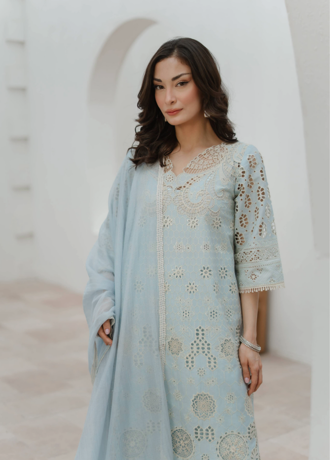 Manara by Maria RTW Embroidered Schiffli 3 Piece Suit MN26RF Daffodil M-02 - Festive Collection