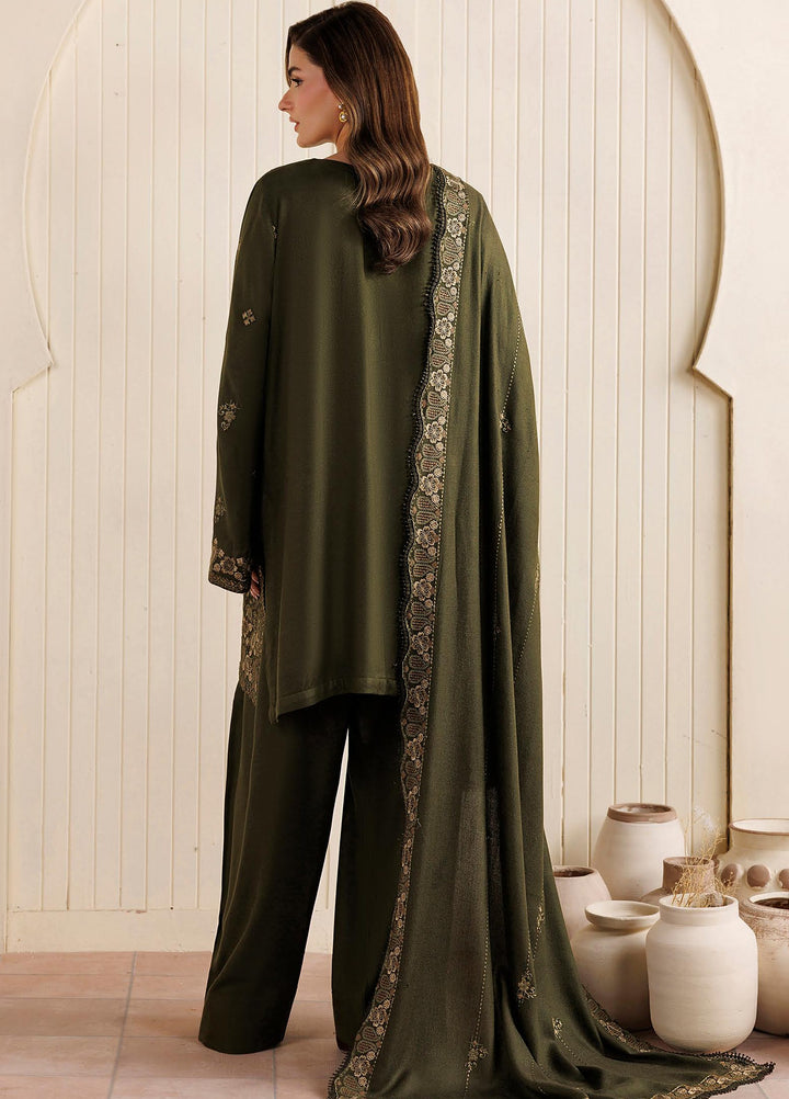 Exclusice by Daria Unstitched Embroidered Leather Peach 3 Piece Suit DN26UEL DA-193 - Winter Collection