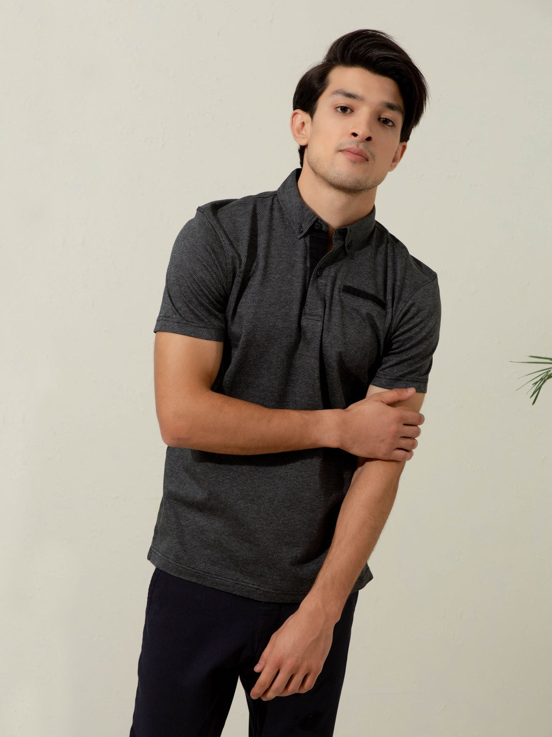 Brumano  Solids Cotton Polo Dark Grey Mercerized Polo Shirt