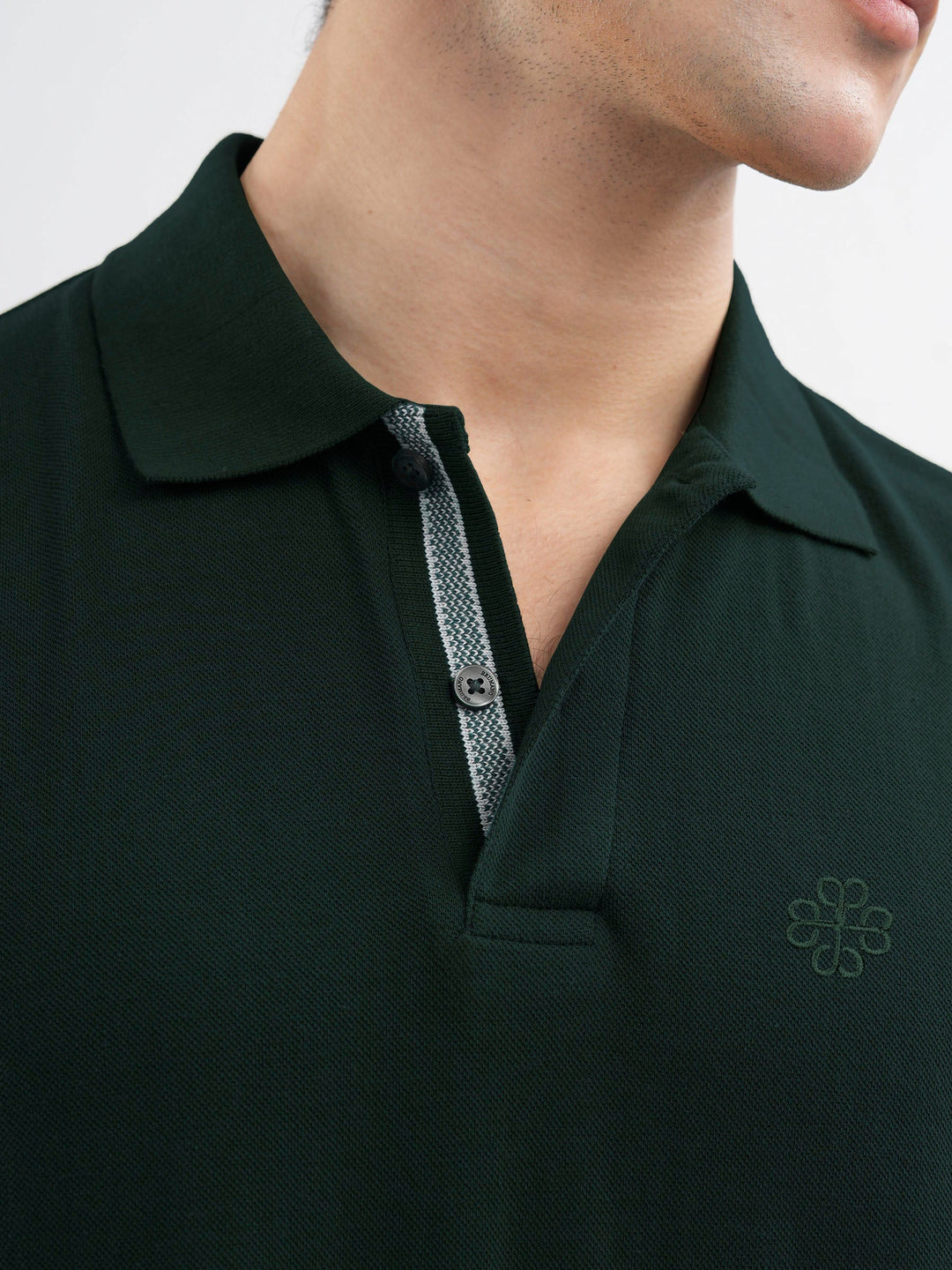 Brumano  Solids Cotton Polo Dark Green 100% Cotton Pique Polo