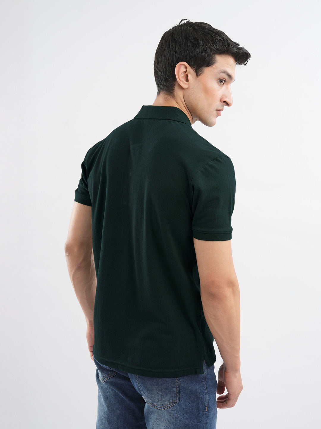 Brumano  Solids Cotton Polo Dark Green 100% Cotton Pique Polo