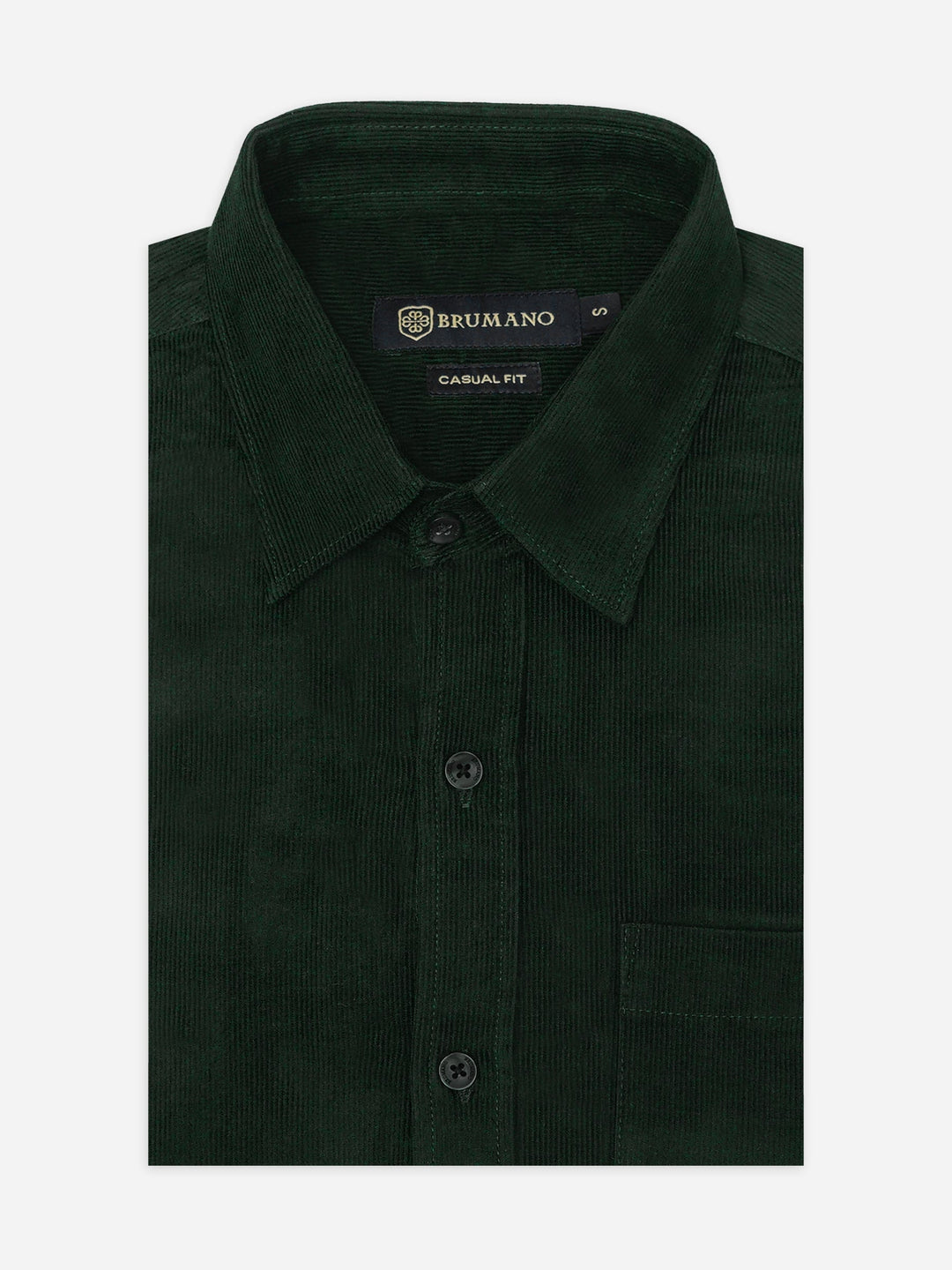 Brumano Ready To Wear Shirts Men 1 Piece Cotton Dark Green Corduroy Shirt 0-31-025-4477 - Summer Collection