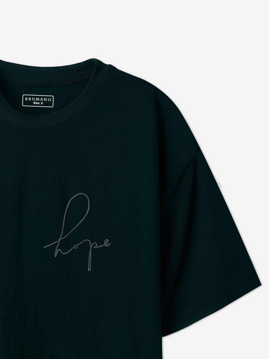 Brumano Cotton Printed Men - Dark Green Oversized T-Shirt With Minimalist 'Hope' Embroidery