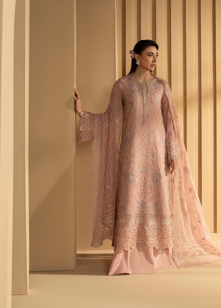 Purkashish by Lavish Premium Unstitched Embroidered Chiffon 3 Piece Suit LVP26UCP Blush Rose D-02 - Wedding Collection