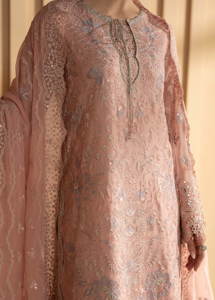 Purkashish by Lavish Premium Unstitched Embroidered Chiffon 3 Piece Suit LVP26UCP Blush Rose D-02 - Wedding Collection