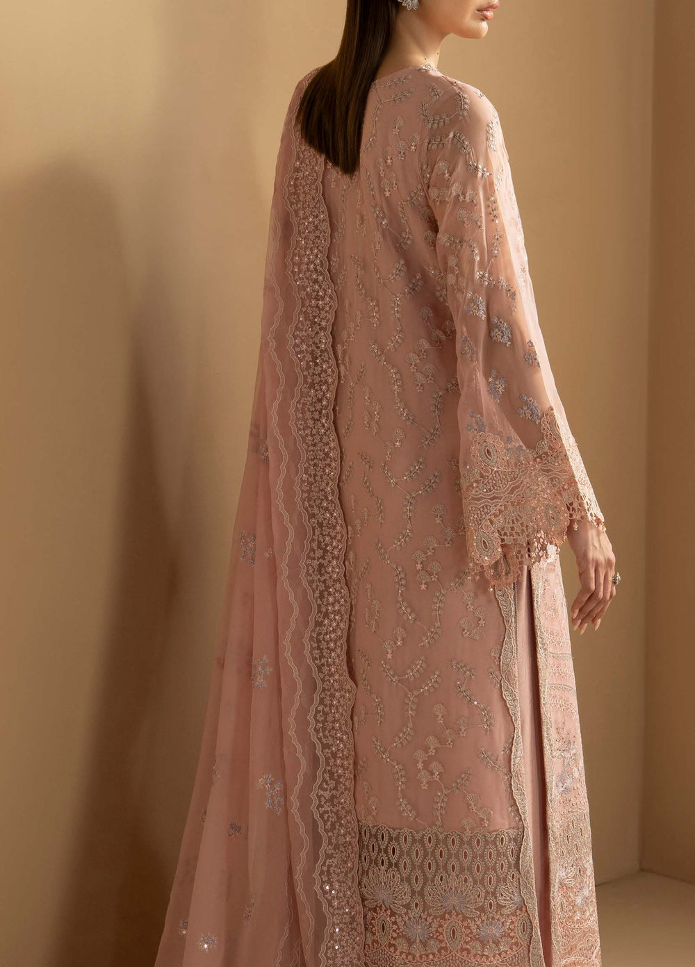 Purkashish by Lavish Premium Unstitched Embroidered Chiffon 3 Piece Suit LVP26UCP Blush Rose D-02 - Wedding Collection