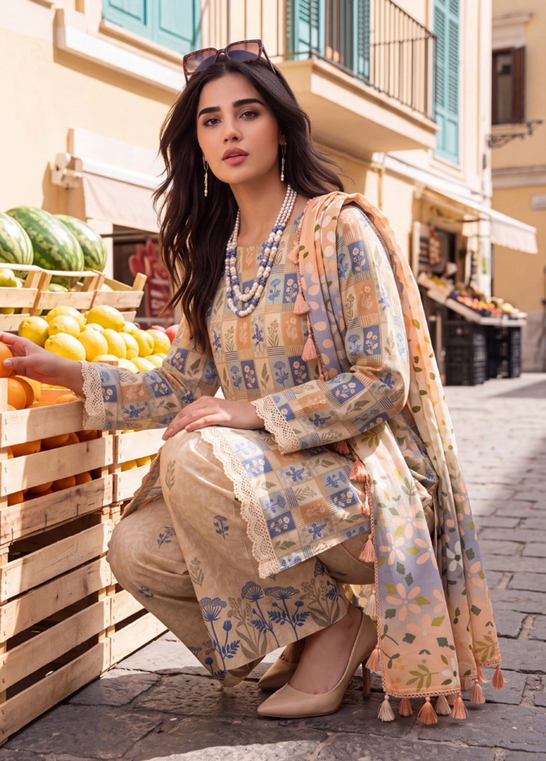 Coco by Al Zohaib RTW Printed Cambric 3 Piece Suit AZ26RCC D-04 - Casual Collection