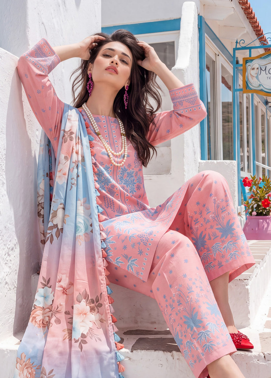Coco by Al Zohaib RTW Printed Cambric 3 Piece Suit AZ26RCC D-07 - Casual Collection