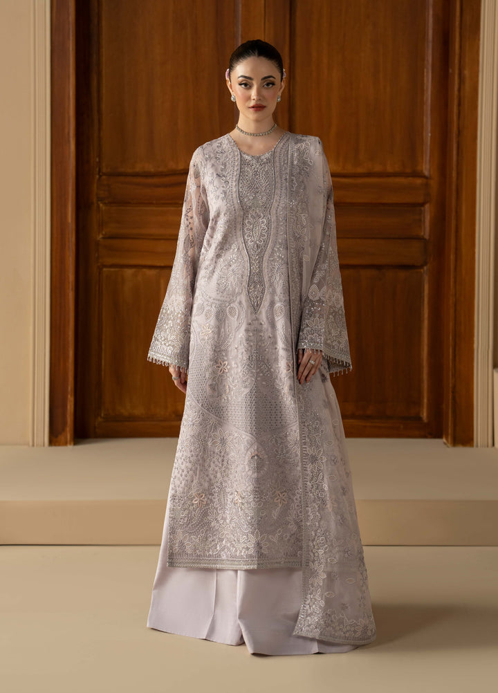 Purkashish by Lavish Premium Unstitched Embroidered Chiffon 3 Piece Suit LVP26UCP Lilac Mist D-07 - Wedding Collection