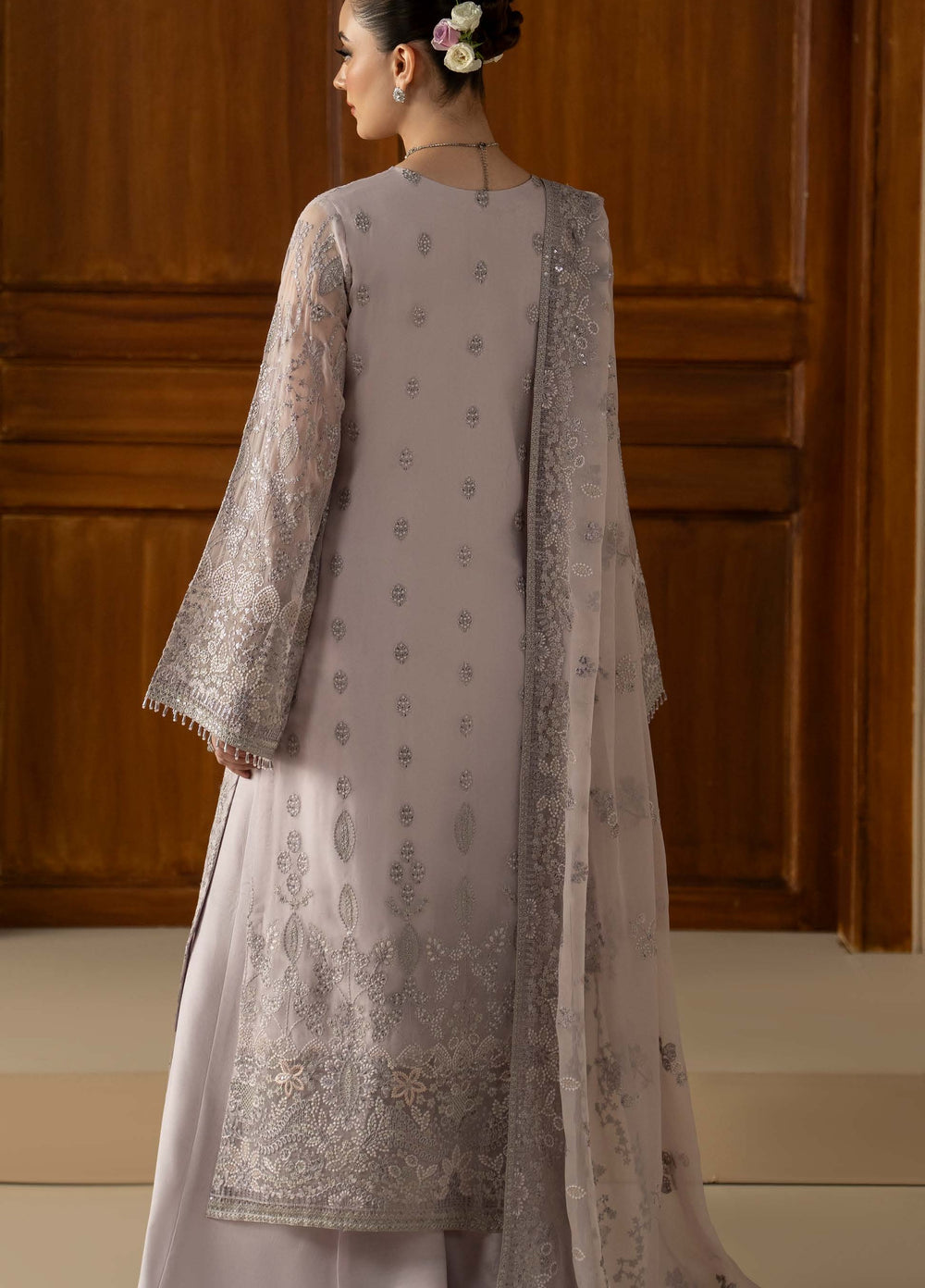 Purkashish by Lavish Premium Unstitched Embroidered Chiffon 3 Piece Suit LVP26UCP Lilac Mist D-07 - Wedding Collection