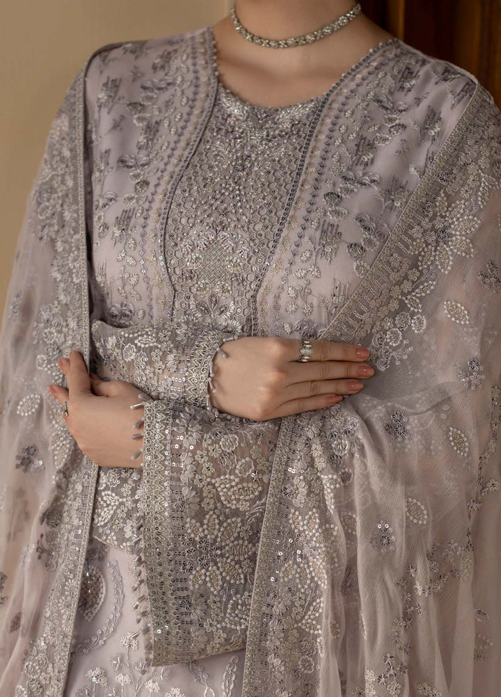 Purkashish by Lavish Premium Unstitched Embroidered Chiffon 3 Piece Suit LVP26UCP Lilac Mist D-07 - Wedding Collection