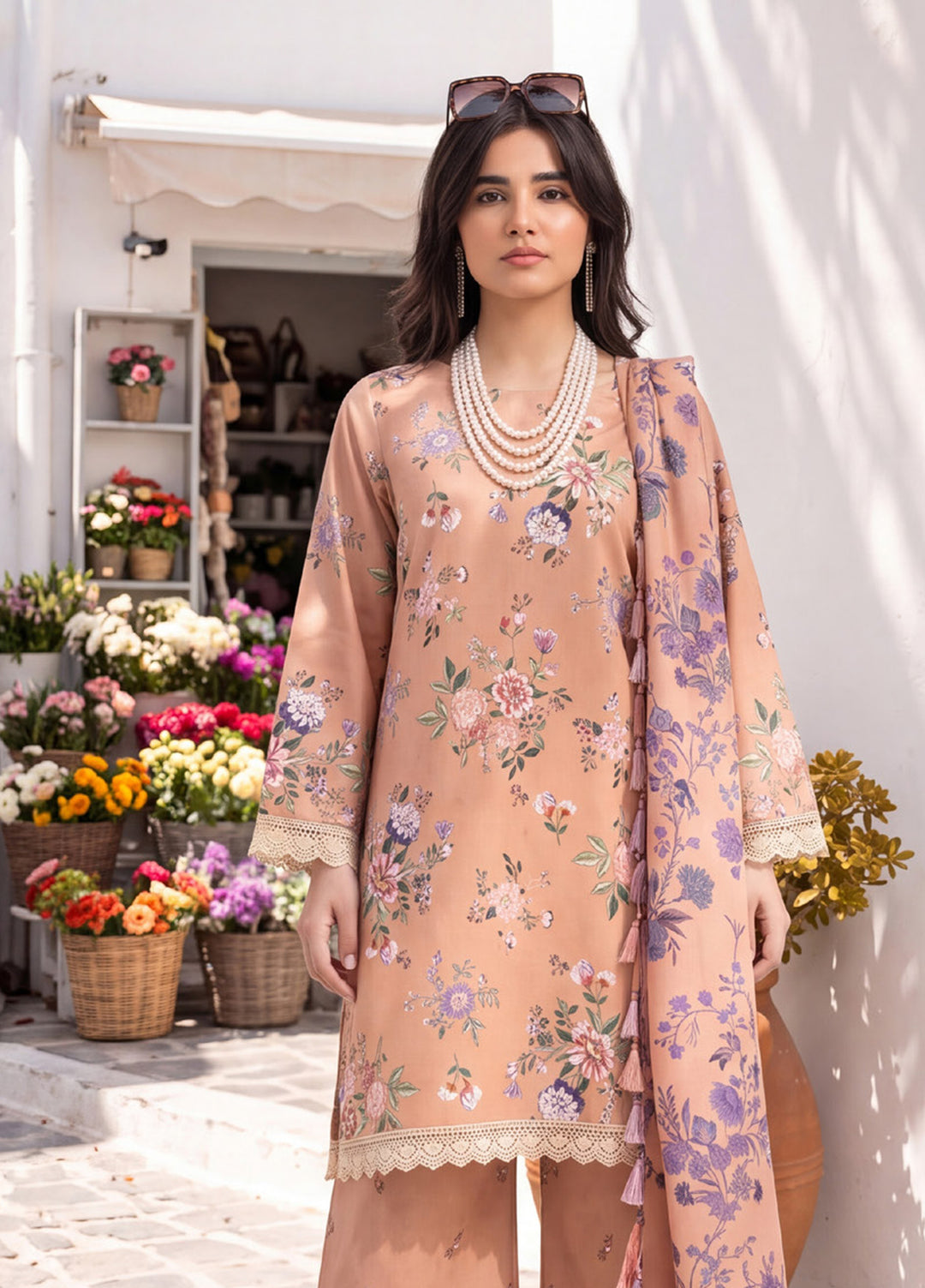Coco by Al Zohaib RTW Printed Cambric 3 Piece Suit AZ26RCC D-10 - Casual Collection